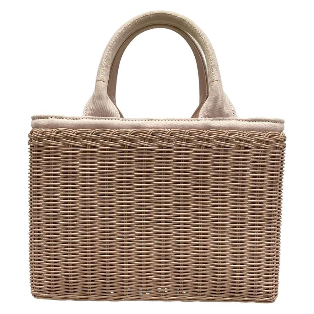 Prada Handbag 1BG835 Pink Rattan Canvas - Picture 3 of 8